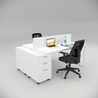 Upper İkili 120cm Alt Etajerli Çalışma Masası Workstation Beyaz