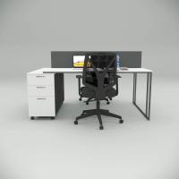 Upper İkili 120cm Alt Etajerli Çalışma Masası Workstation Beyaz