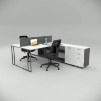 Upper İkili 320 Cm Alt Etajerli Çalışma Masası Workstation Beyaz